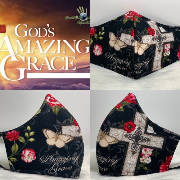 Amazing Grace Spiritual Cross Designer adult mask - Picture 1 of 6